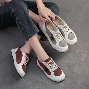 Women Stylish Breathable Leather Flat Casual Shoes