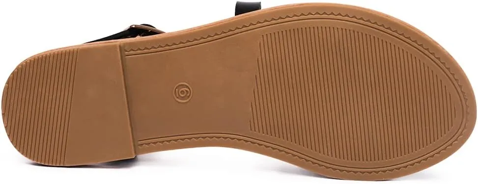 Women's Ankle Strap Flat Sandals Open Toe Breathable Summer Fisherman Sandals Adjustable Buckle Crossed Strappy Two Band Comfy Casual Gladiator Sandal