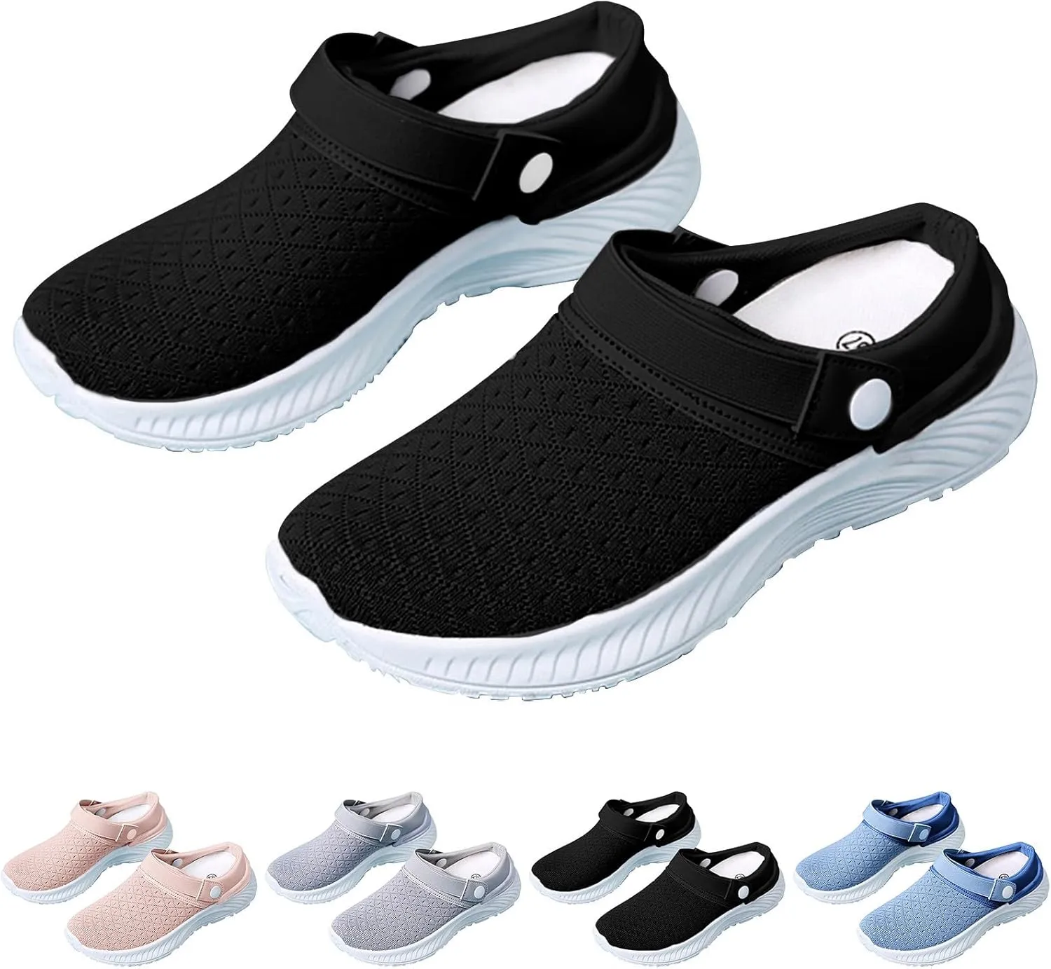 Womens Backless Sneakers Mesh Slip-on Mule Shoes Mens Tennis Shoes Arch Support Casual Shoes Trendy Black Sneakers White Tennis Shoe Loafers Shoe