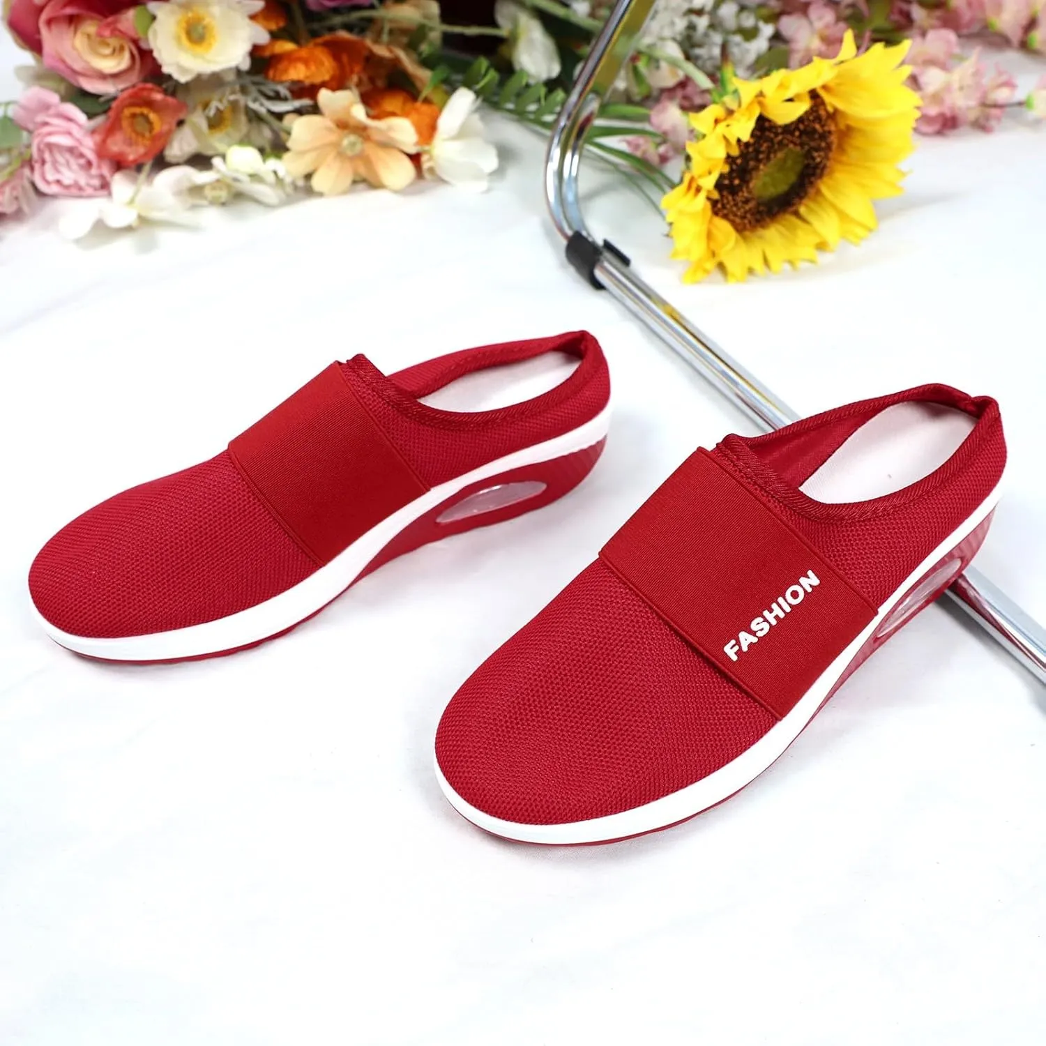 Women's Backless Walking Sneakers Summer Slip-on Walking Shoes Women Fashion Casual Shoes Slip On Walking Sneakers Steel Toe Tennis Shoe Loafers Dress Shoe