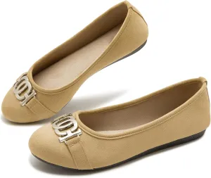 Women's Ballet Shoes Comfortable Slip on Round Toe Flat Casual Shoes for Walking, Driving, Dressy