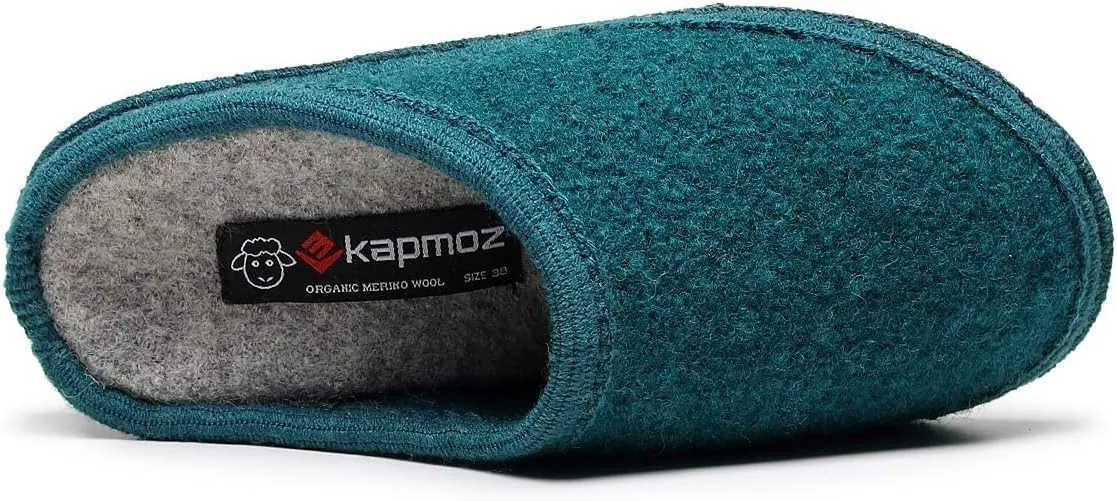 Women's Boiled Wool House Slippers Breathable Sweat Free Clog Slip on Mule Indoor/Outdoor Slipper