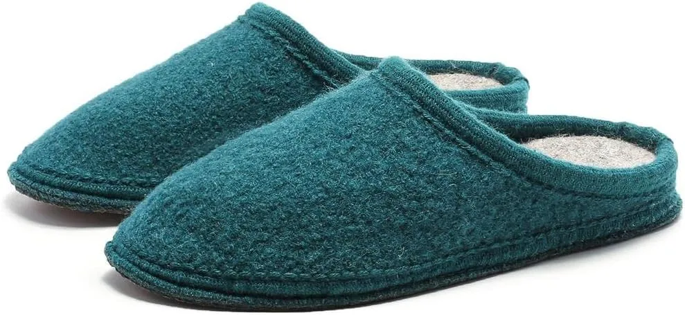 Women's Boiled Wool House Slippers Breathable Sweat Free Clog Slip on Mule Indoor/Outdoor Slipper