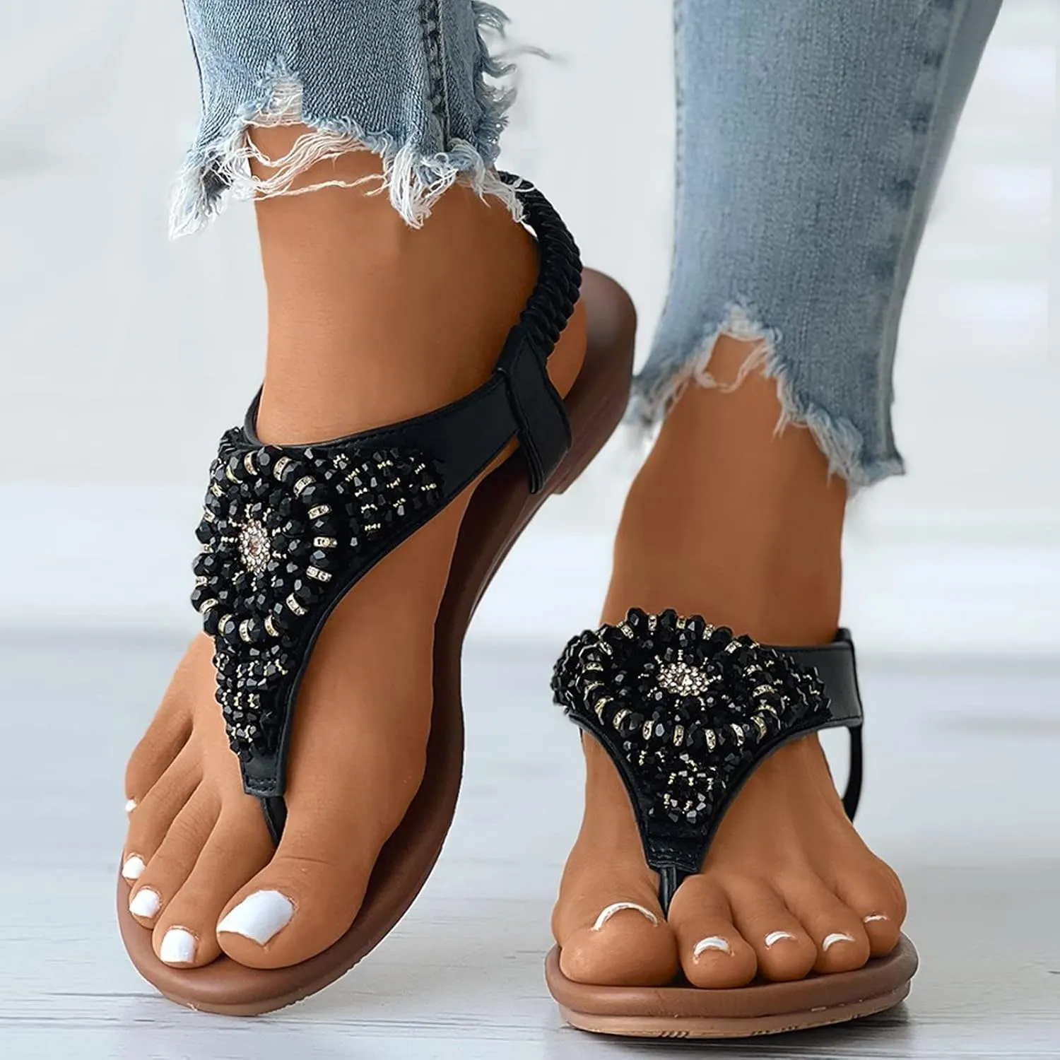 Women's Breathable Bohemian Sandals Comfortable Ankle Strap Outdoor Walking Shoes Elegant Sandals for Women