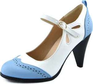 Womens Brown Retro Mary Jane Oxford High Heels Pumps Shoes for Women Teardrop Cutout Round Toe Pierced Strappy Oxfords Mary Janes High-Heel Pump Shoe