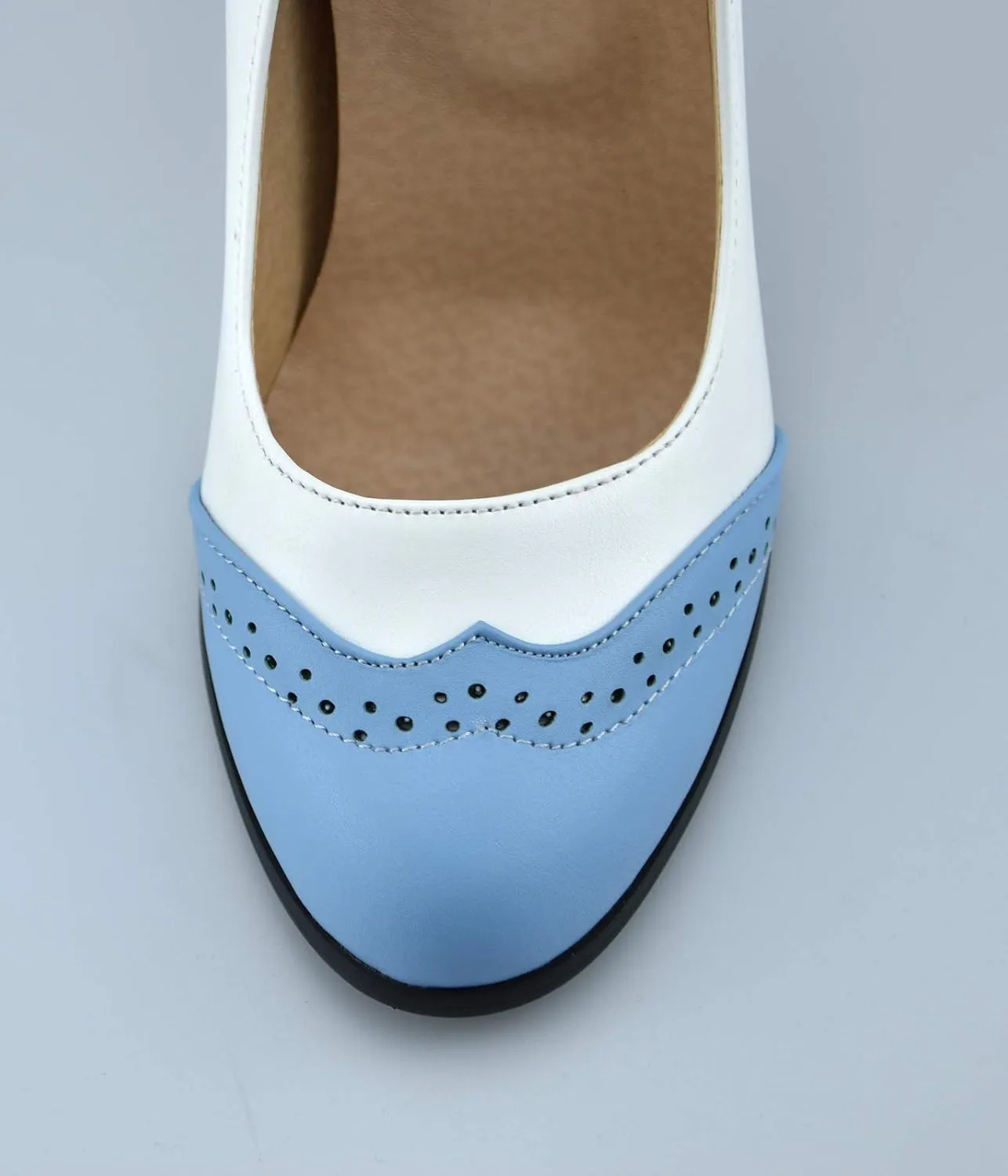Womens Brown Retro Mary Jane Oxford High Heels Pumps Shoes for Women Teardrop Cutout Round Toe Pierced Strappy Oxfords Mary Janes High-Heel Pump Shoe
