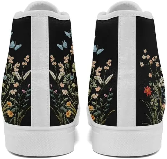 Womens Canvas Shoes High Top Sneakers Lace up Casual Trainers Plimsoles Flat Shoes