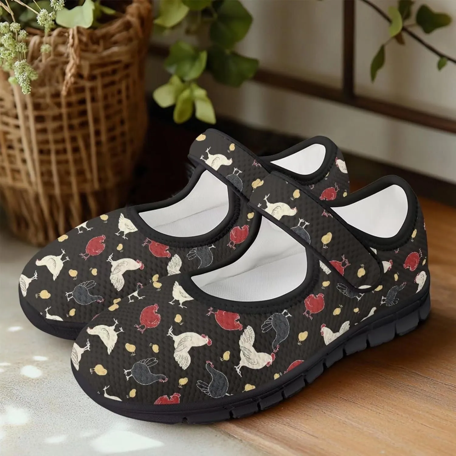 Women's Casual Walking Sneakers Lightweight Breathable Flat Mary Jane Shoes with One Strap