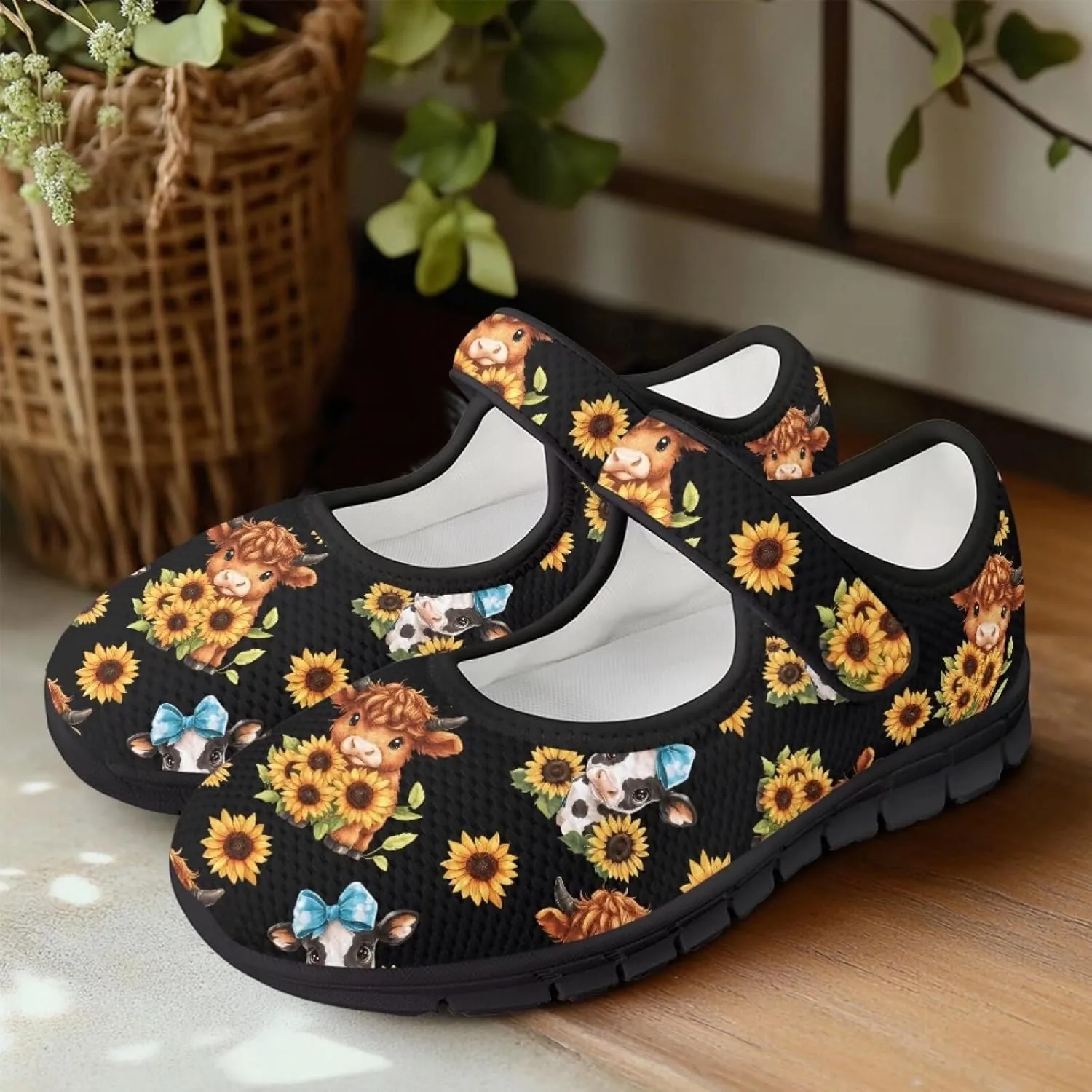Women's Casual Walking Sneakers Lightweight Breathable Flat Mary Jane Shoes with One Strap