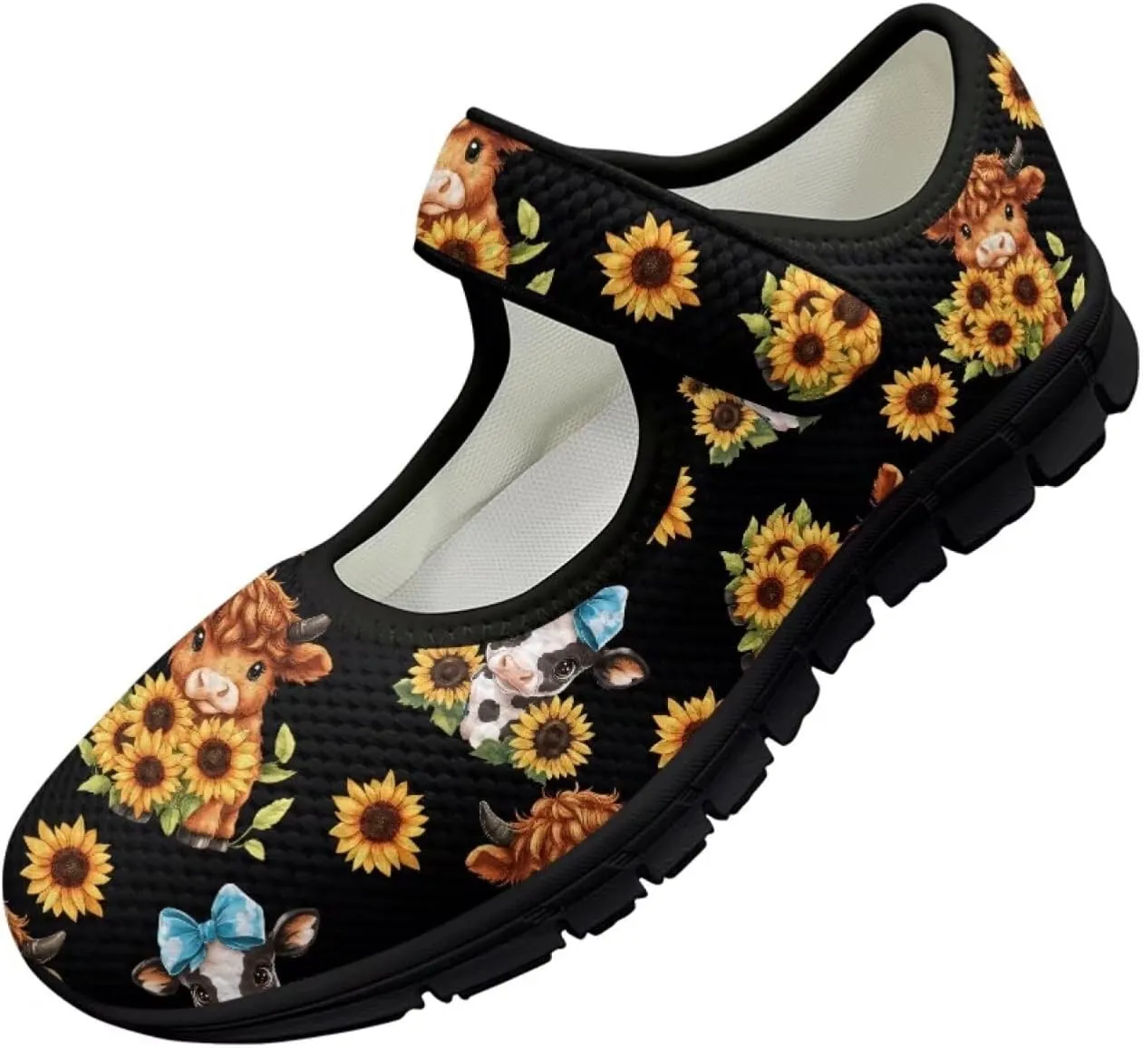 Women's Casual Walking Sneakers Lightweight Breathable Flat Mary Jane Shoes with One Strap