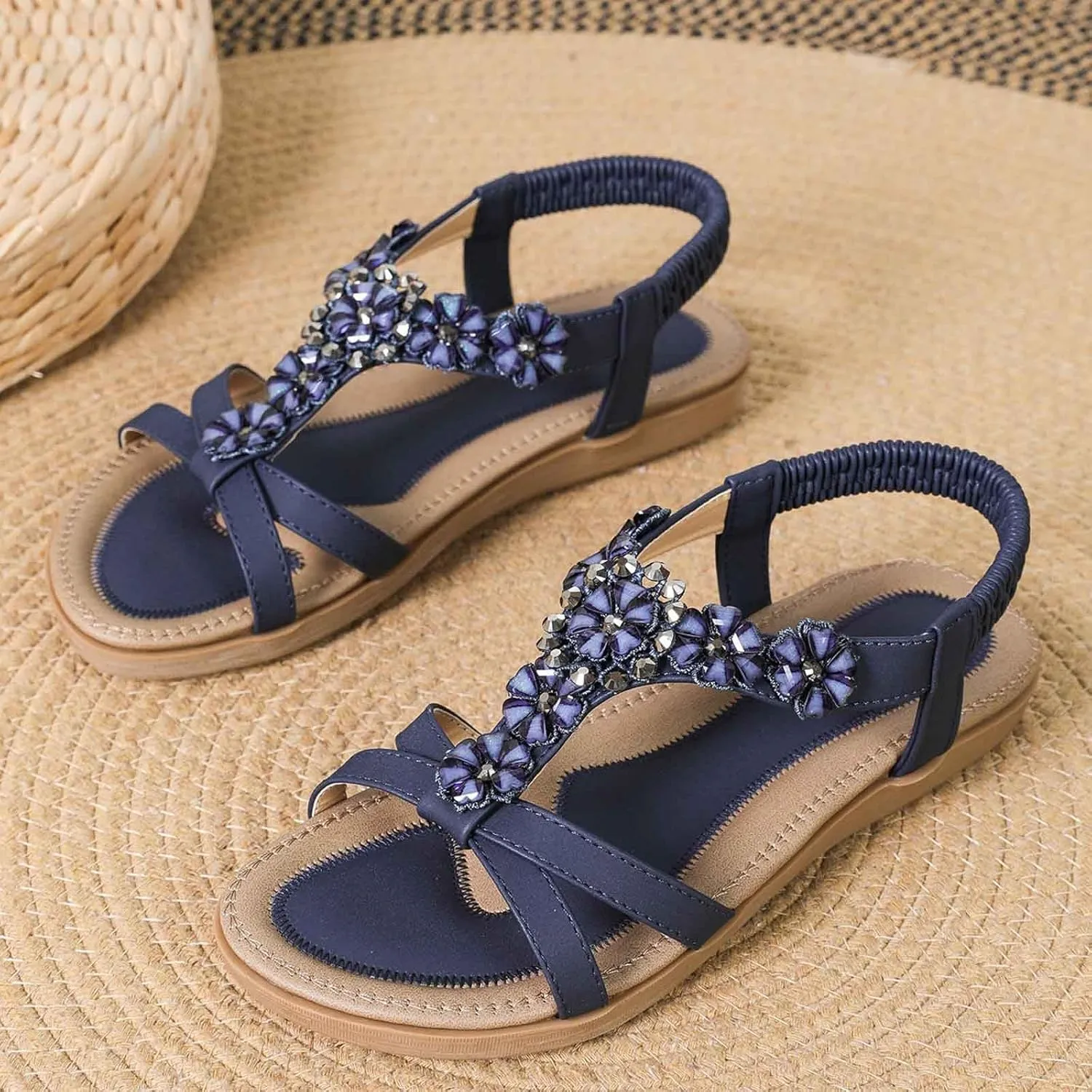 Women's Comfortable Casual Slip On Sandals Breathable Flat Beach Shoes Daily Wear With Lightweight Design