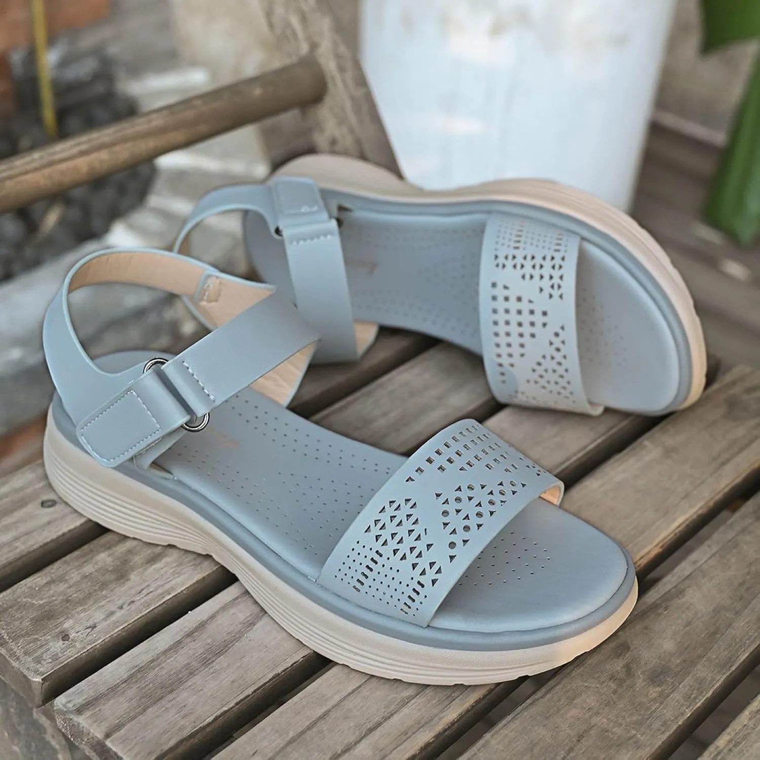 Women's Comfortable Walking Sandals Air Cushion Sport Slingback Elastic Band Platform Shoes Women Toe Ring Sandals
