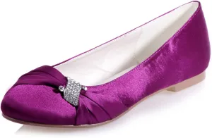 Women's Crystal Wedding Flats for Bride Comfortable Satin Wedding Shoes Low Heels Bridal Flats Evening Prom Party Dress Shoes Pumps