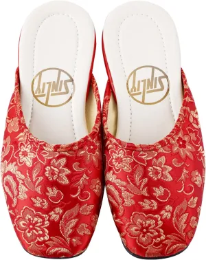 Women's Embroidered Flat Mules Handmade Design Non-Slip Comfortable, Loafers, Slip-on