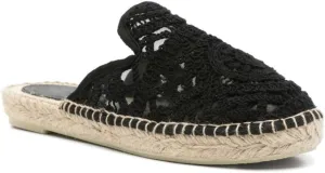 Women's Embroidered Mules Boho Flat Sandals Mesh Breathable Fisherman Slides Comfortable Weave Slip-On Loafers Round-Toe Summer Sandals