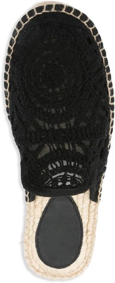 Women's Embroidered Mules Boho Flat Sandals Mesh Breathable Fisherman Slides Comfortable Weave Slip-On Loafers Round-Toe Summer Sandals