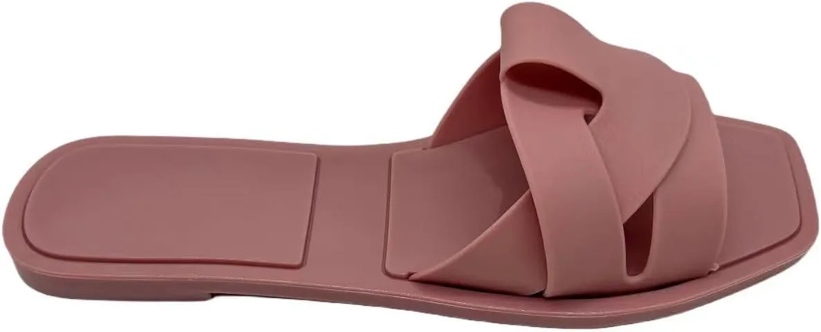 Women's Flat Jelly Woven Lace-Up Jelly Slippers Fashion Beach Flat Cute Summer Slippers