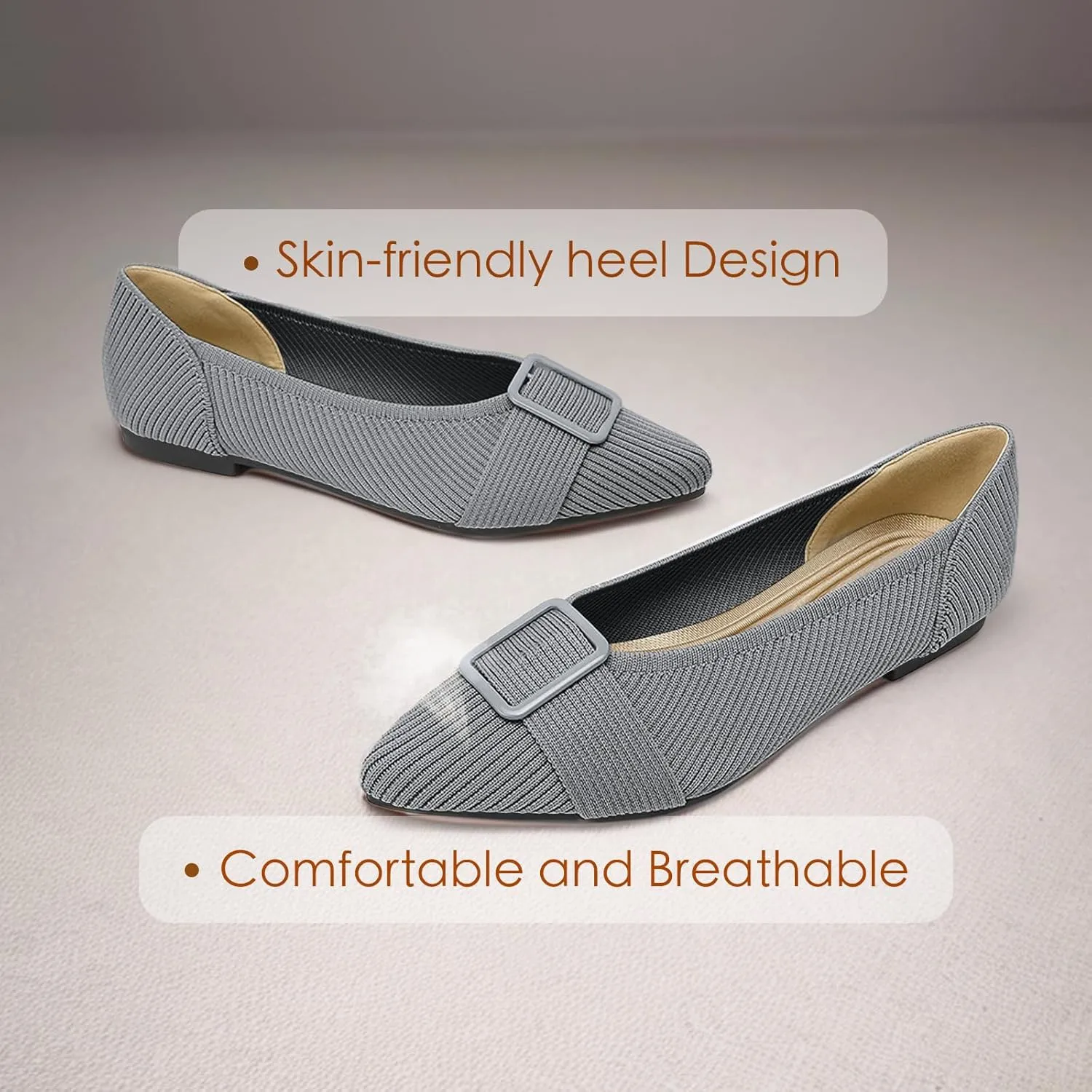 Women's Flats Pointed Toe Knit Ballet Comfortable Casual Dressy Office Shoes Work Flat