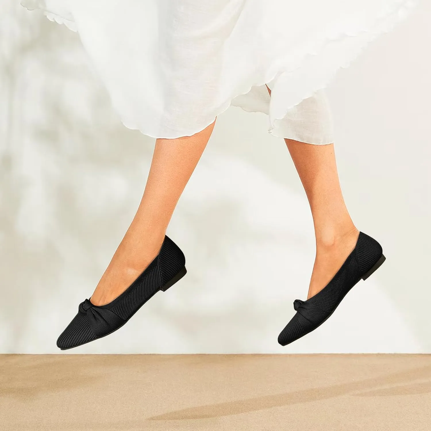 Women's Flats Shoes Comfortable Dressy Pointed Toe Knit Washable Ballet Flat