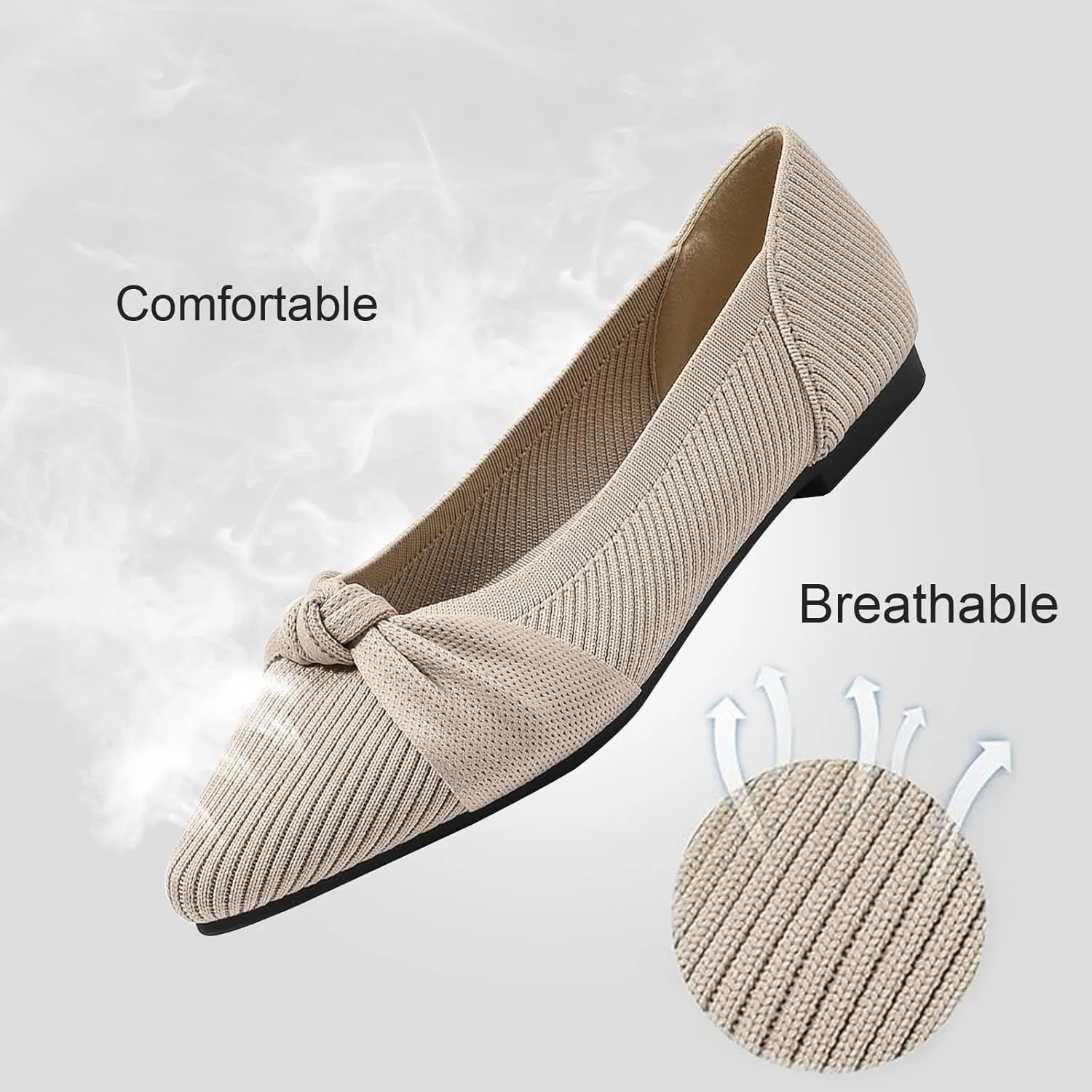 Women's Flats Shoes Comfortable Dressy Pointed Toe Knit Washable Ballet Flat