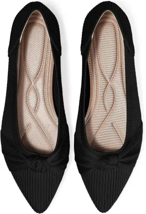 Women's Flats Shoes Comfortable Dressy Pointed Toe Knit Washable Ballet Flat