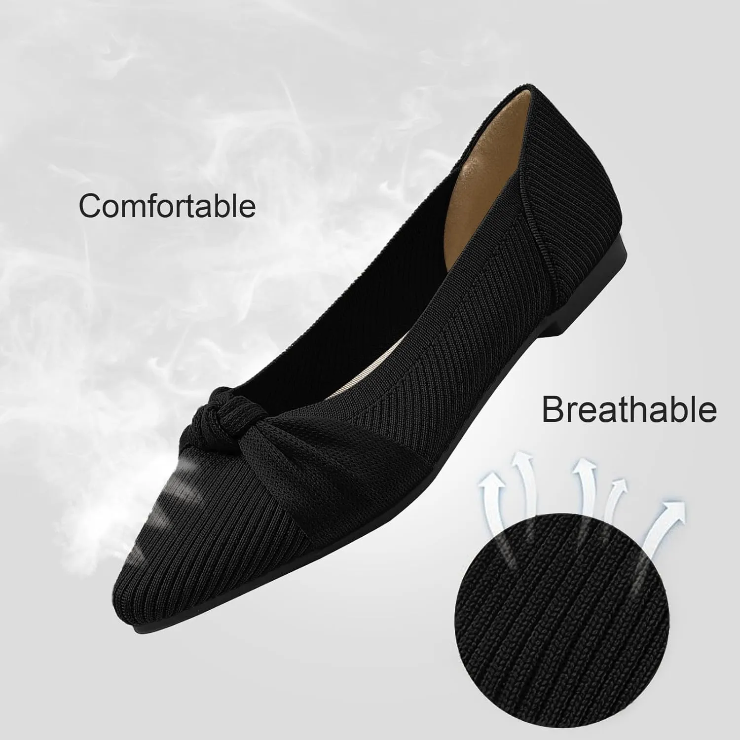 Women's Flats Shoes Comfortable Dressy Pointed Toe Knit Washable Ballet Flat