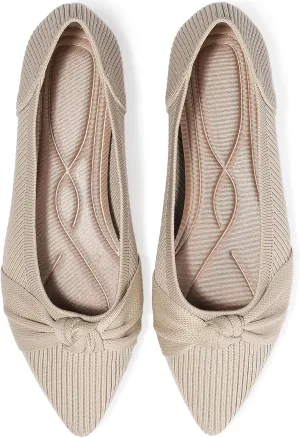 Women's Flats Shoes Comfortable Dressy Pointed Toe Knit Washable Ballet Flat