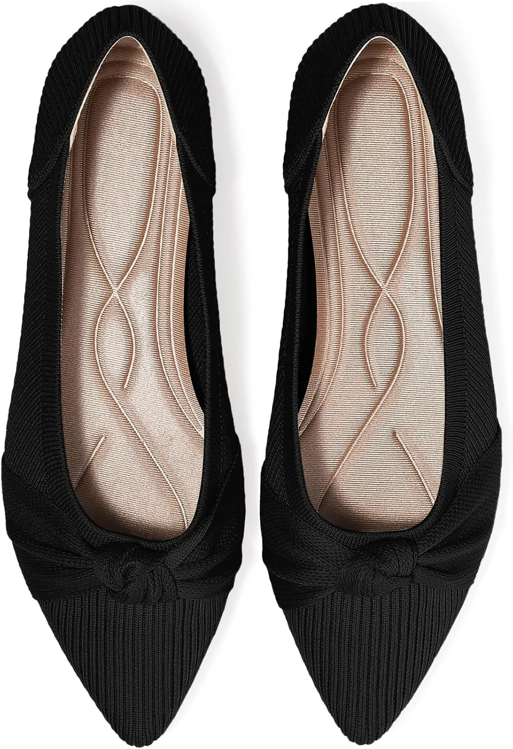 Women's Flats Shoes Comfortable Dressy Pointed Toe Knit Washable Ballet Flat