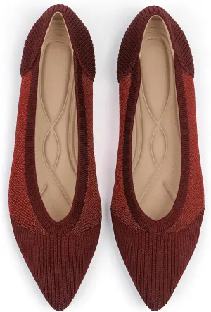Women's Flats Shoes Pointed Toe Knit Ballet Comfortable Dressy Mesh Flat