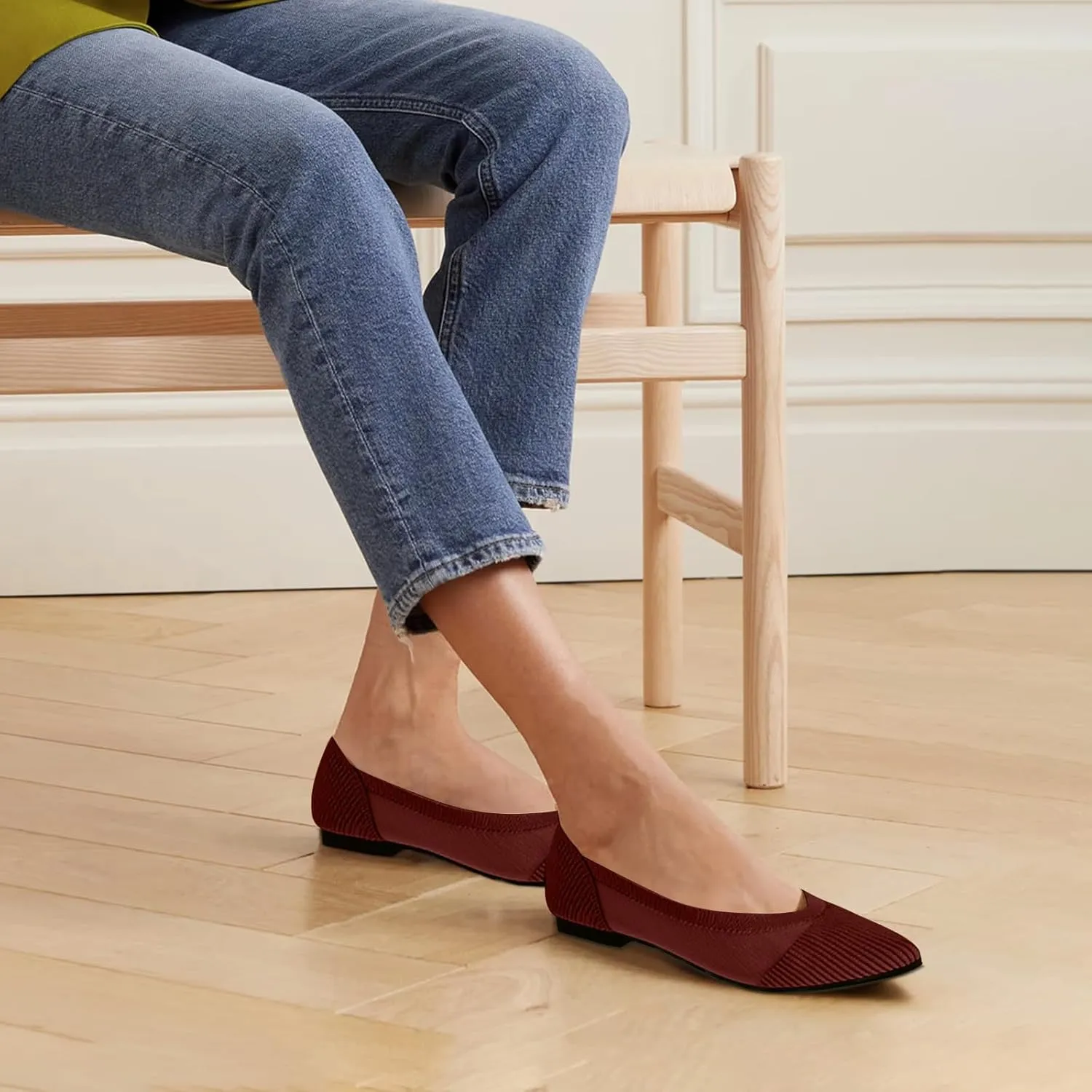 Women's Flats Shoes Pointed Toe Knit Ballet Comfortable Dressy Mesh Flat