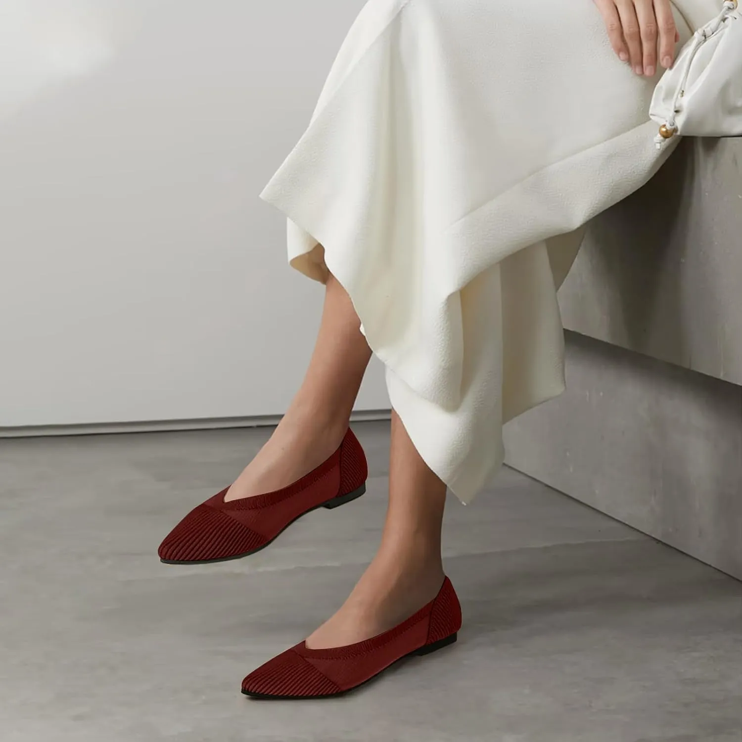 Women's Flats Shoes Pointed Toe Knit Ballet Comfortable Dressy Mesh Flat