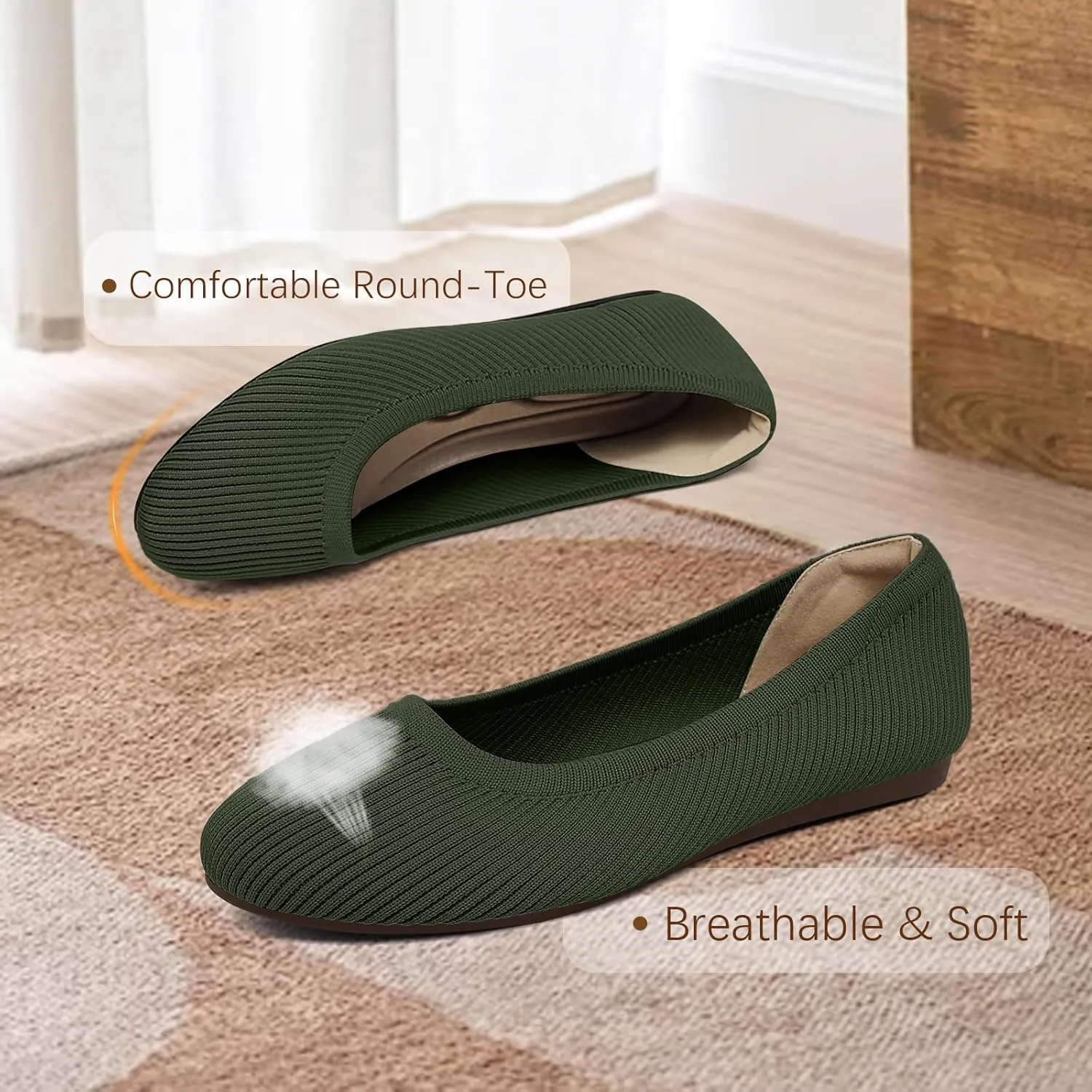 Women's Flats Shoes Round Toe Ballet Knit Comfortable Dressy Flat