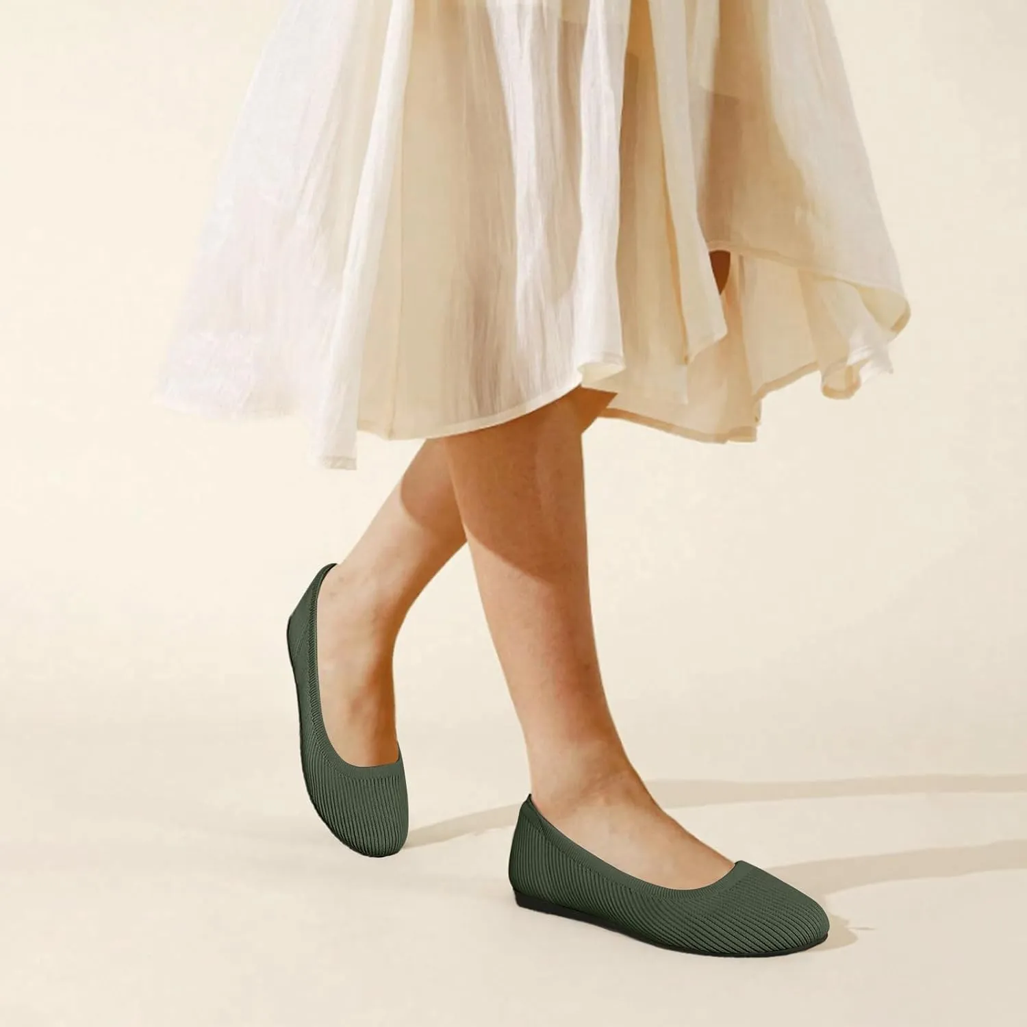 Women's Flats Shoes Round Toe Ballet Knit Comfortable Dressy Flat
