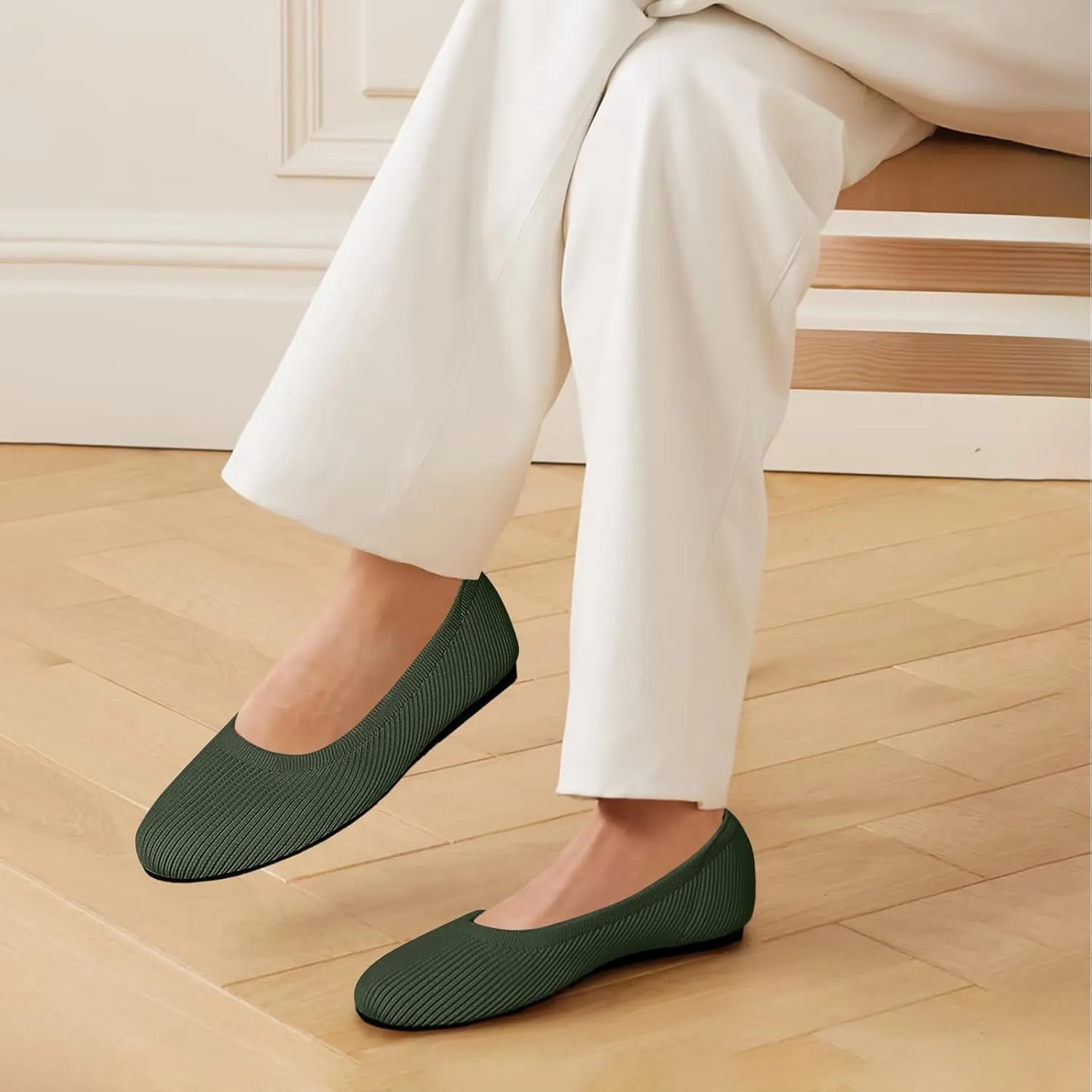 Women's Flats Shoes Round Toe Ballet Knit Comfortable Dressy Flat