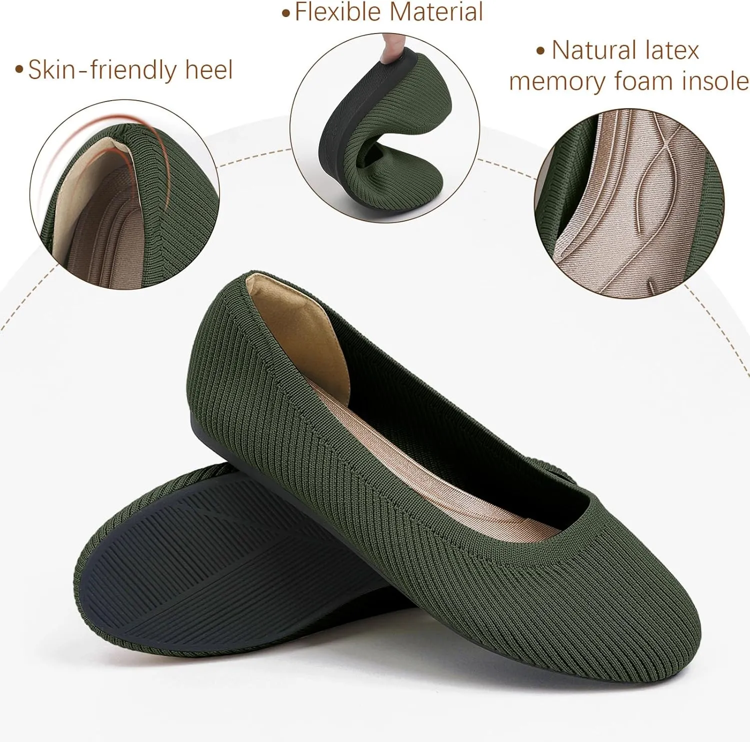 Women's Flats Shoes Round Toe Ballet Knit Comfortable Dressy Flat