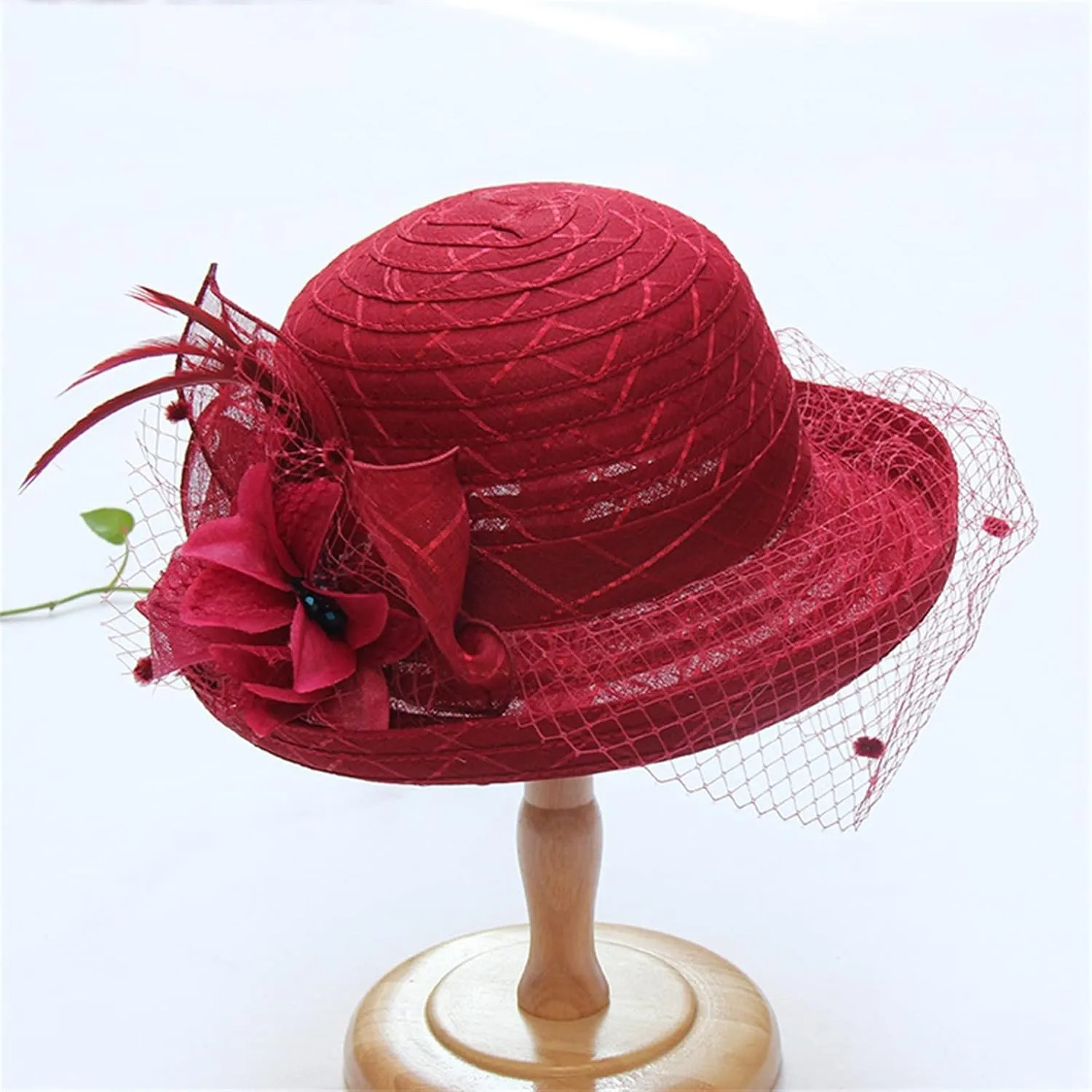 Women's Kentucky-Derby Hat Packable Wide Brim Sun Hat Breathable Bridal Wedding Tea Party Dress Church Hats