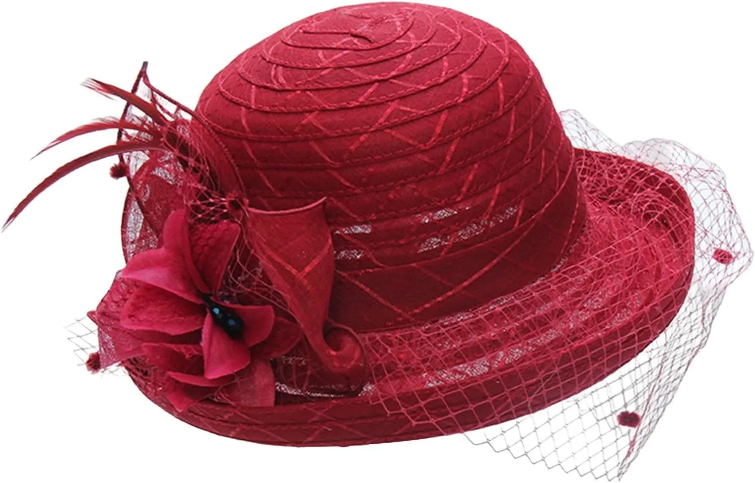 Women's Kentucky-Derby Hat Packable Wide Brim Sun Hat Breathable Bridal Wedding Tea Party Dress Church Hats