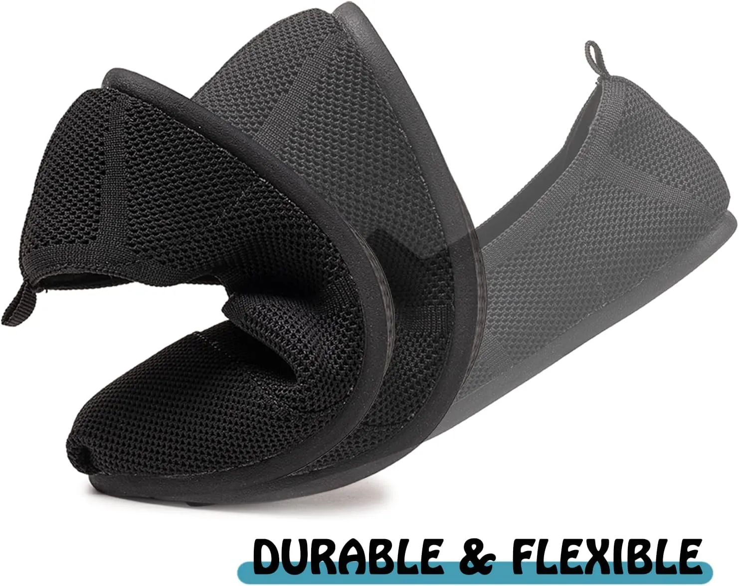 Women's Knit Flat Shoes,Classic Casual Washable Shoes,Comfortable Walking Slip-On Ballerina Square Toe Shoes for Women