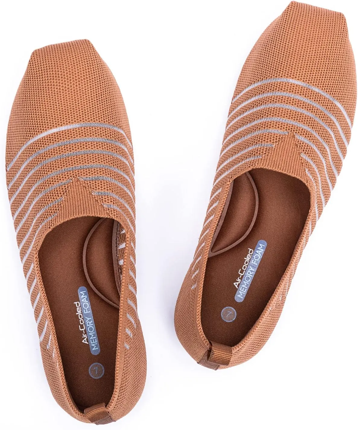 Women's Knit Flat Shoes,Classic Casual Washable Shoes,Comfortable Walking Slip-On Ballerina Square Toe Shoes for Women