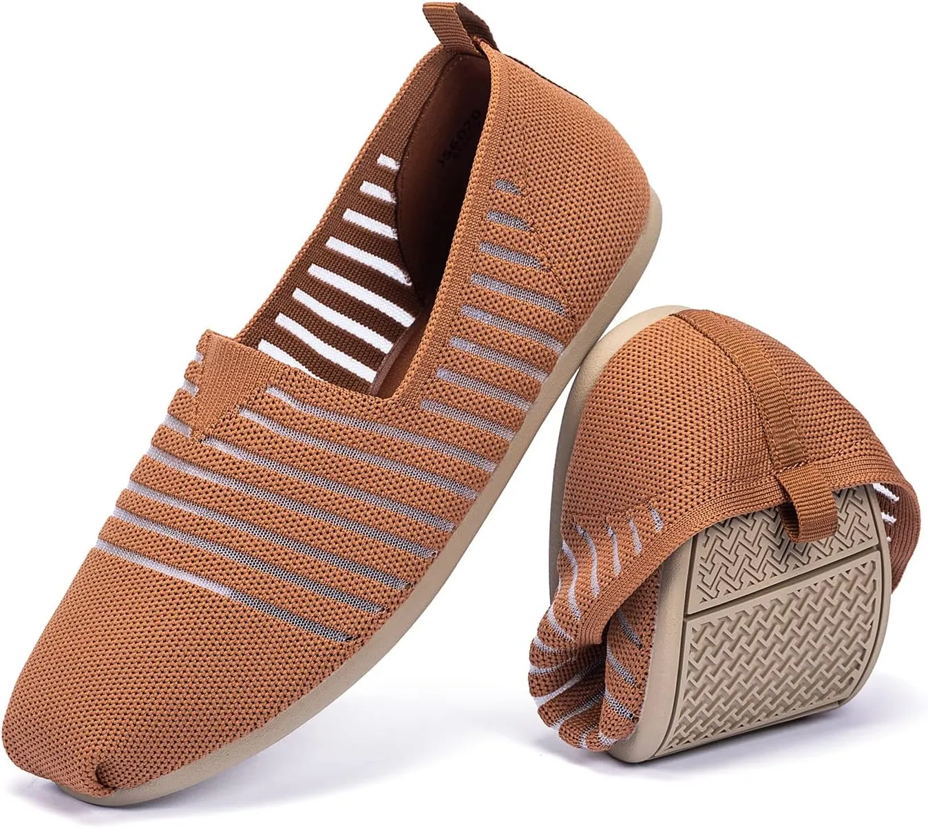 Women's Knit Flat Shoes,Classic Casual Washable Shoes,Comfortable Walking Slip-On Ballerina Square Toe Shoes for Women
