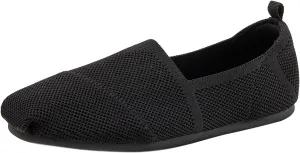 Women's Knit Flat Shoes,Classic Casual Washable Shoes,Comfortable Walking Slip-On Ballerina Square Toe Shoes for Women