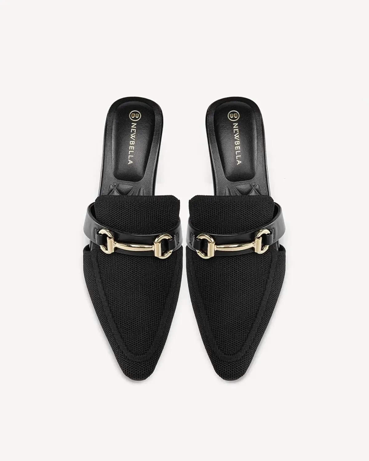 Women's Knit Pointed Toe Chunky Heel Mules, Comfortable Slip-On Sandals for Business and Daily Wear