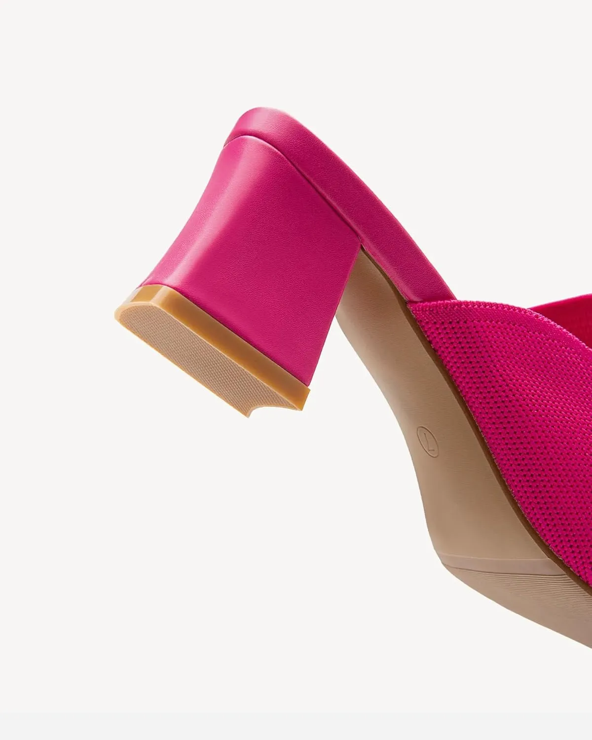 Women's Knit Pointed Toe Chunky Heel Mules, Comfortable Slip-On Sandals for Business and Daily Wear