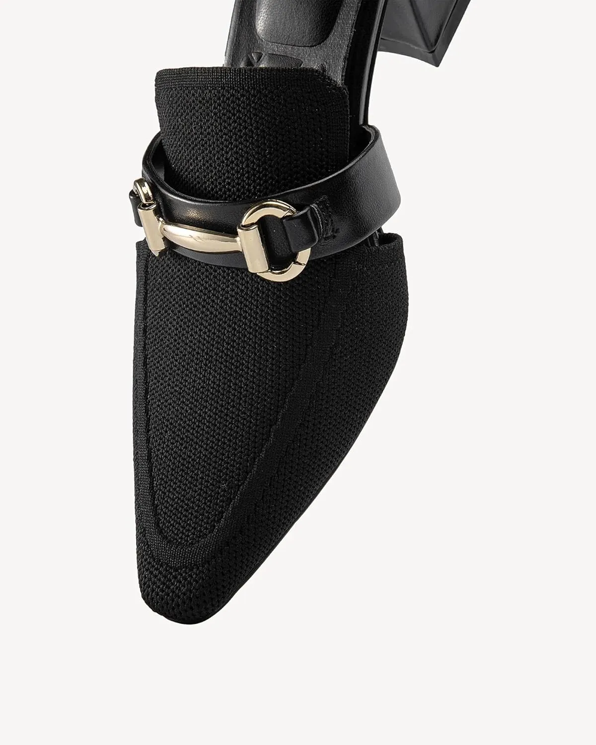 Women's Knit Pointed Toe Chunky Heel Mules, Comfortable Slip-On Sandals for Business and Daily Wear