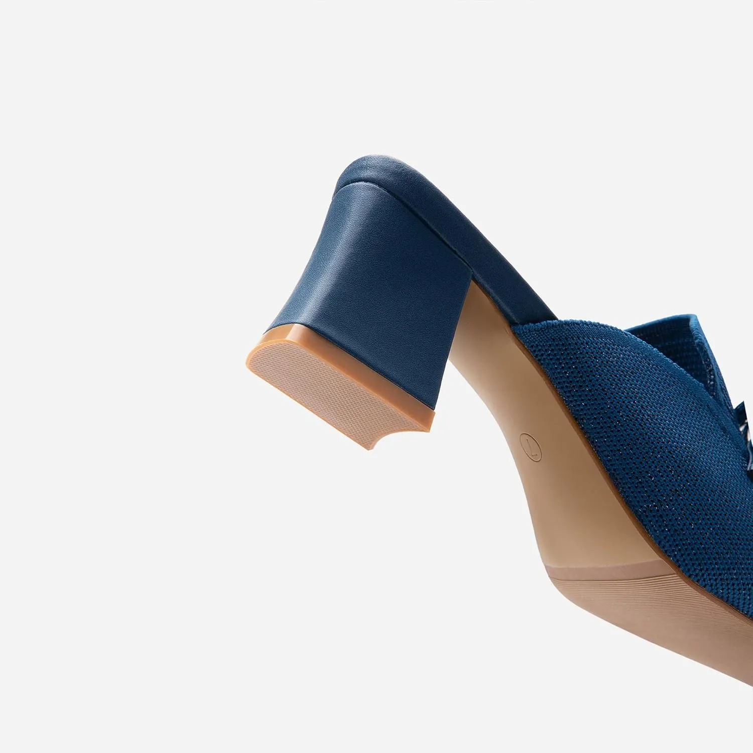 Women's Knit Pointed Toe Chunky Heel Mules, Comfortable Slip-On Sandals for Business and Daily Wear