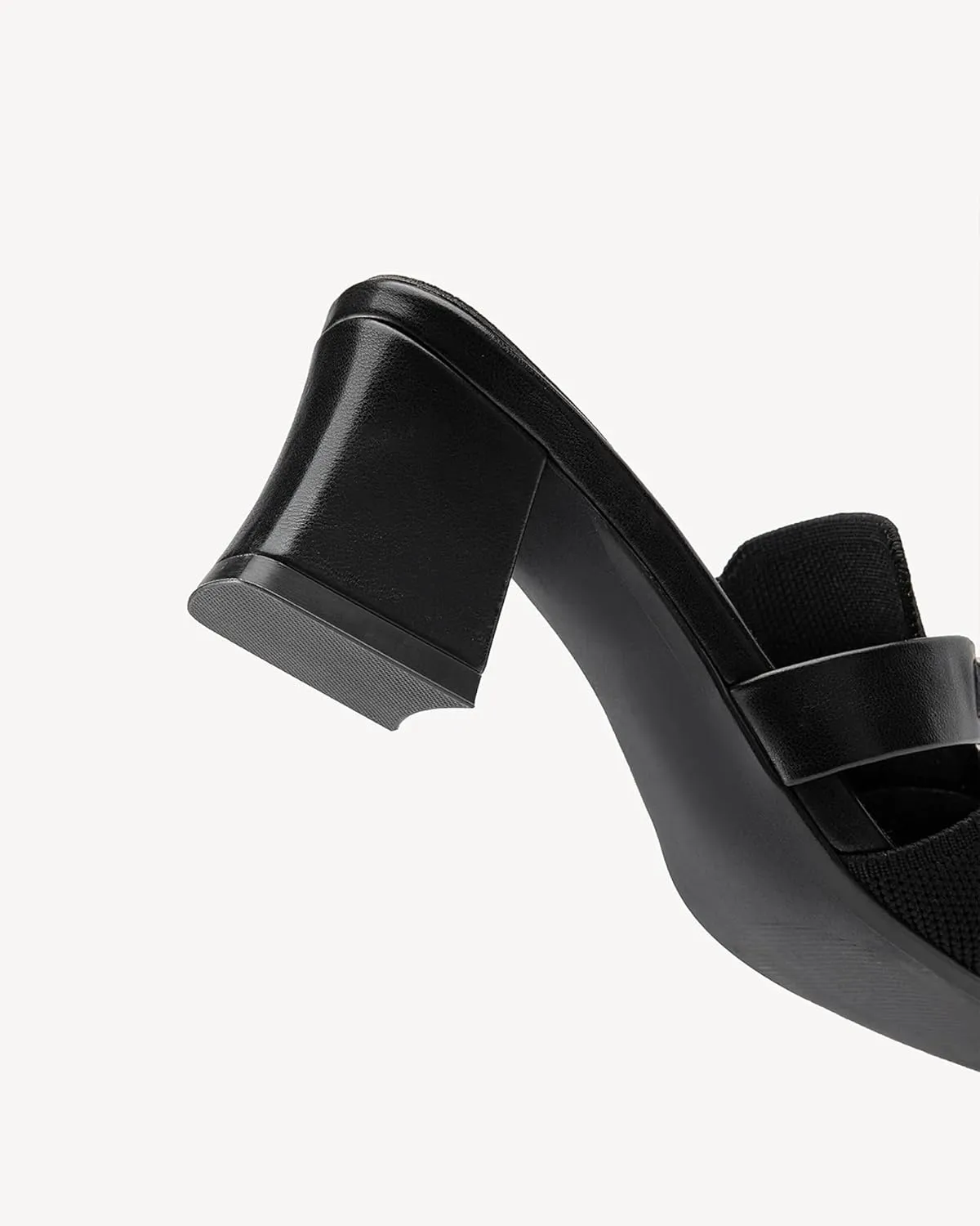Women's Knit Pointed Toe Chunky Heel Mules, Comfortable Slip-On Sandals for Business and Daily Wear
