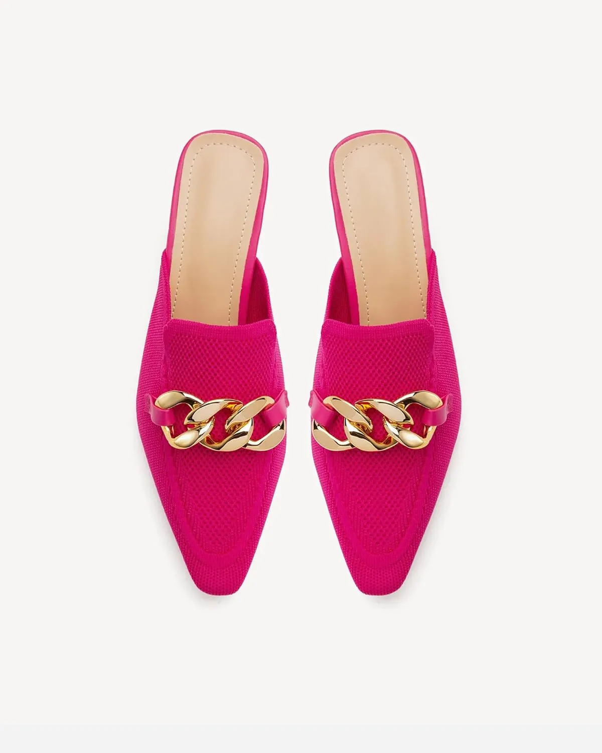 Women's Knit Pointed Toe Chunky Heel Mules, Comfortable Slip-On Sandals for Business and Daily Wear