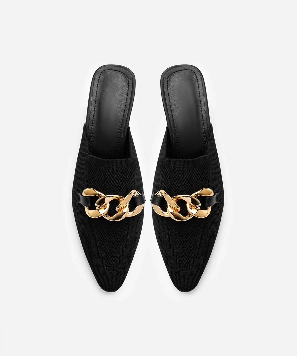 Women's Knit Pointed Toe Chunky Heel Mules, Comfortable Slip-On Sandals for Business and Daily Wear