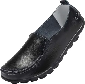 Women's Leather Loafers Comfortable Flat Shoes
