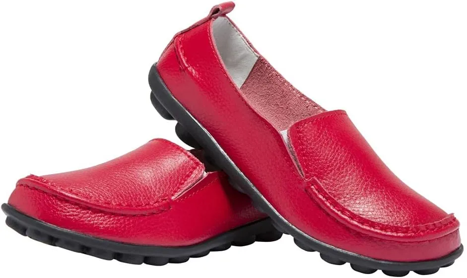Women's Leather Loafers Comfortable Flat Shoes